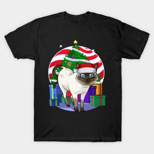 Siamese Cat Santa Christmas Gift T-Shirt